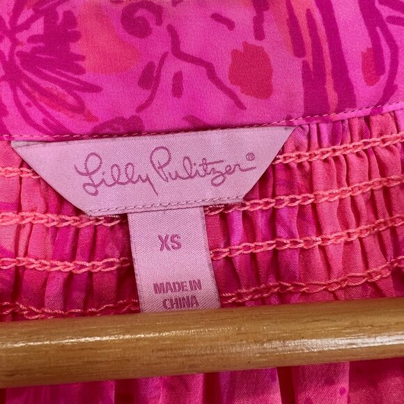 Lilly Pulitzer Blouse Women Extra Small Elsa Silk Rule Breakers Work Party Core - Picture 6 of 12